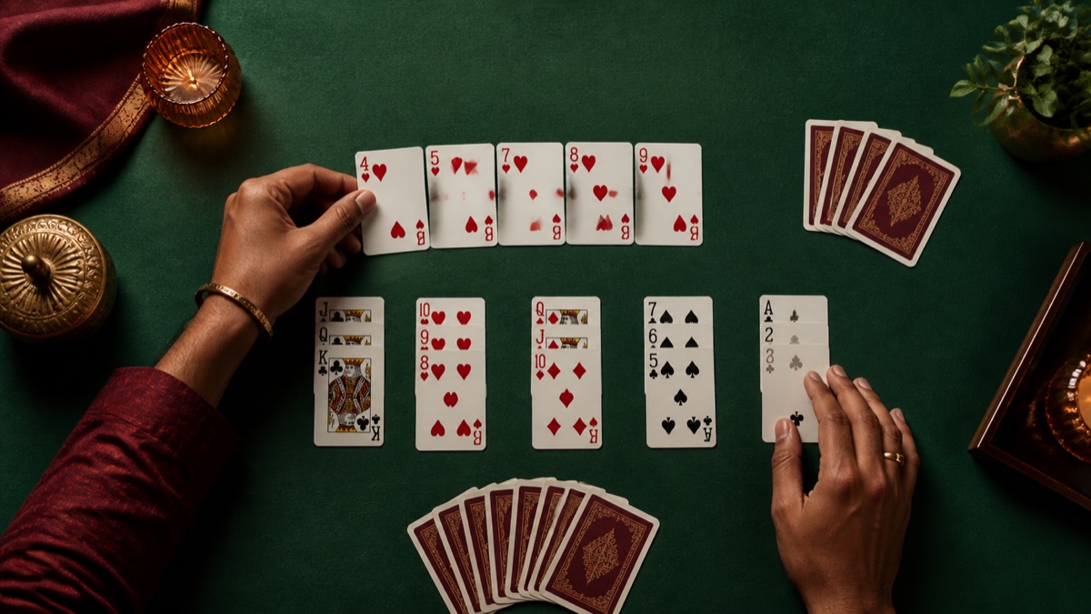 Natural same-suit Rummy run shown without a Joker