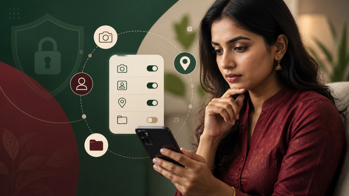 Indian user reviewing Android App permissions and privacy controls